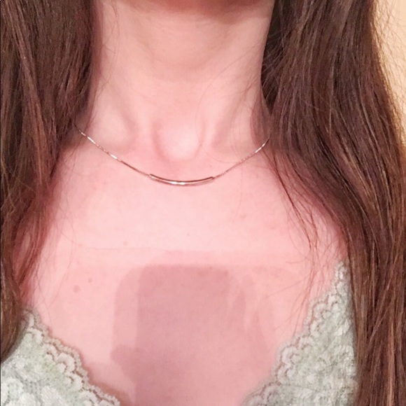 Sterling Silver Necklace w Arc Pendant - Picture 6 of 7